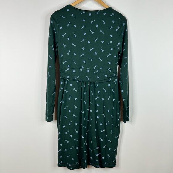Boden Chatsworth Green Trinket Mabel Dress US 8 R Jersey Knit Lock Key Pockets - Picture 2 of 12